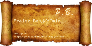 Preisz Benjámin névjegykártya